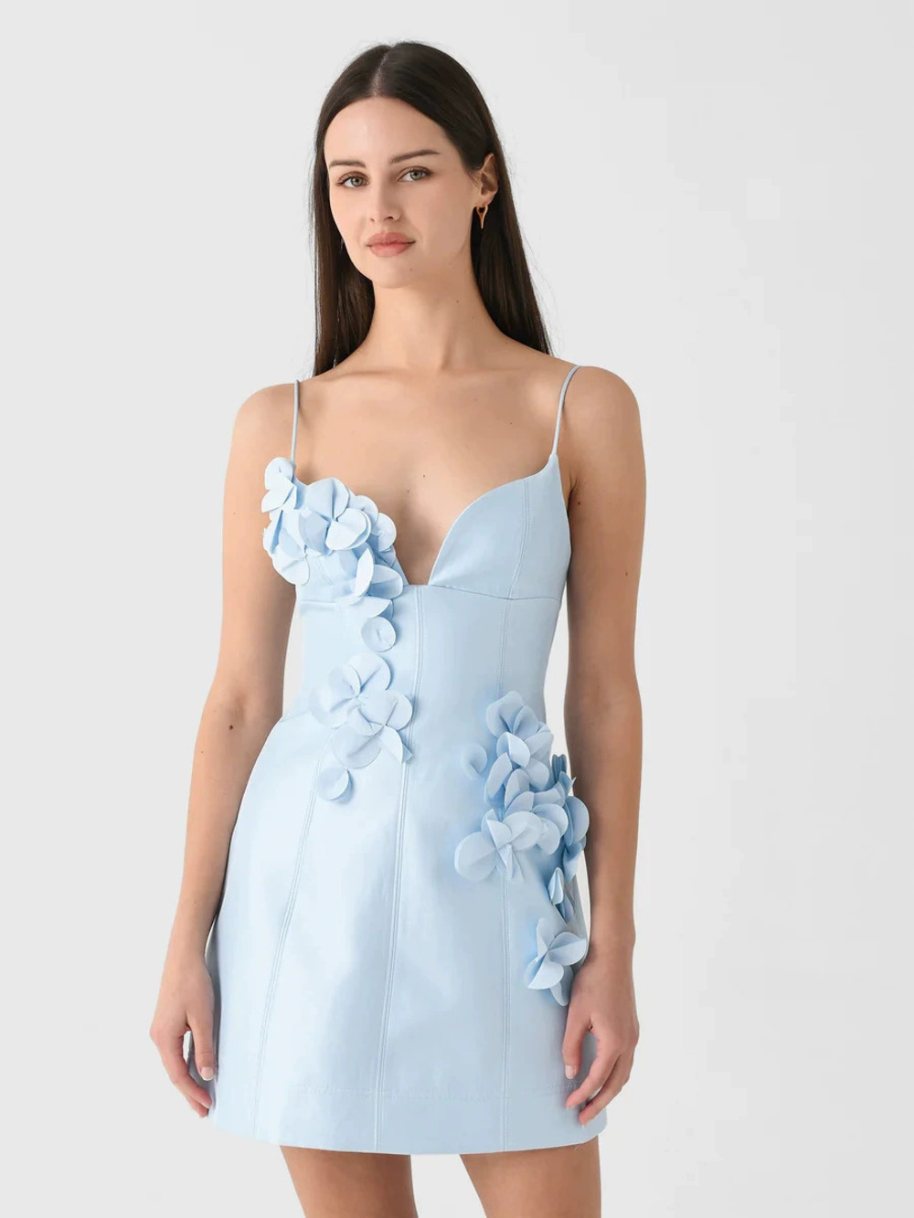 ZARA Sexy Summer Solid Color Spaghetti Strap Bandeau 3D Flowers Dress